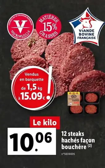 Lidl 12 steaks hachés façon bouchère offre