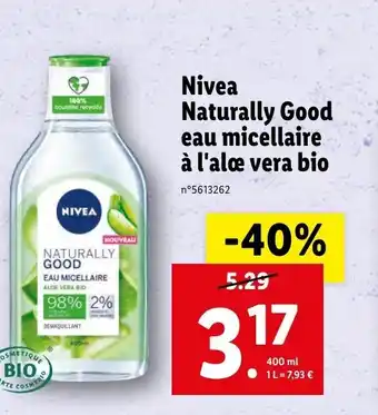 Lidl NIVEA naturally good eau micellaire à l'alœ vera bio offre