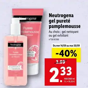 Lidl NEUTROGENA gel pureté pamplemousse offre