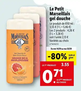 Lidl LE PETIT MARSEILLAIS gel douche offre