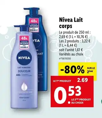 Lidl NIVEA lait corps offre