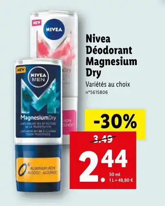 Lidl NIVEA déodorant magnesium dry offre