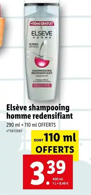 Lidl Elsève shampooing homme redensifiant offre