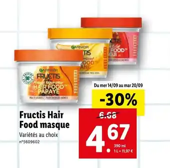 Lidl Fructis hair food masque offre