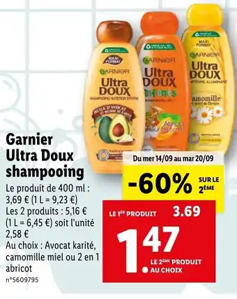 Lidl Garnier ultra doux shampooing offre
