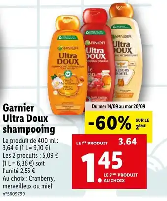 Lidl Garnier ultra doux shampooing offre