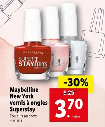 Lidl Maybelline new york vernis à ongles superstay offre