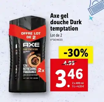 Lidl Axe gel douche dark temptation offre