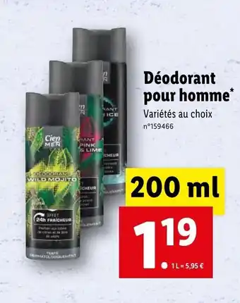 Lidl Déodorant pour homme offre
