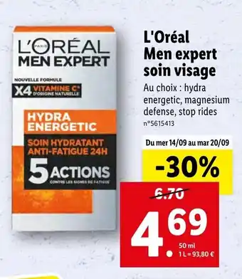 Lidl L'ORÉAL men expert soin visage offre