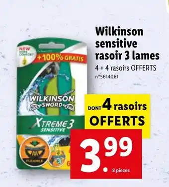 Lidl WILKINSON sensitive rasoir 3 lames offre