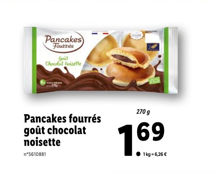 Promo Pancakes fourrés goût chocolat noisette chez Lidl