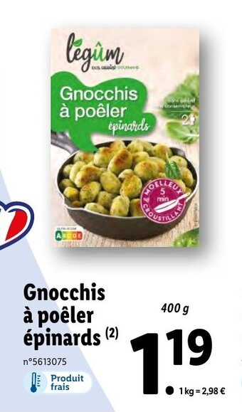 Lidl Gnocchis à poêler épinards offre