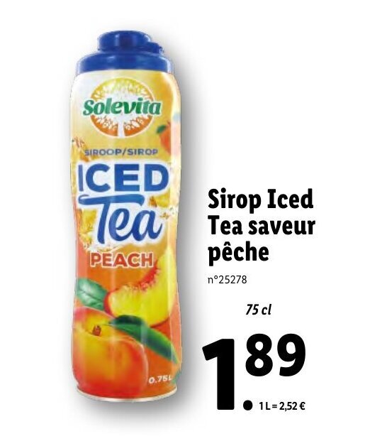 Promo Sirop iced tea saveur pêche chez Lidl