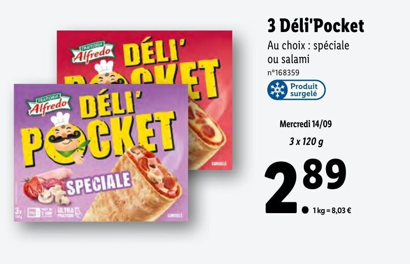 Promo 3 déli'pocket chez Lidl