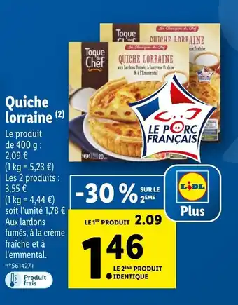 Lidl Quiche lorraine offre