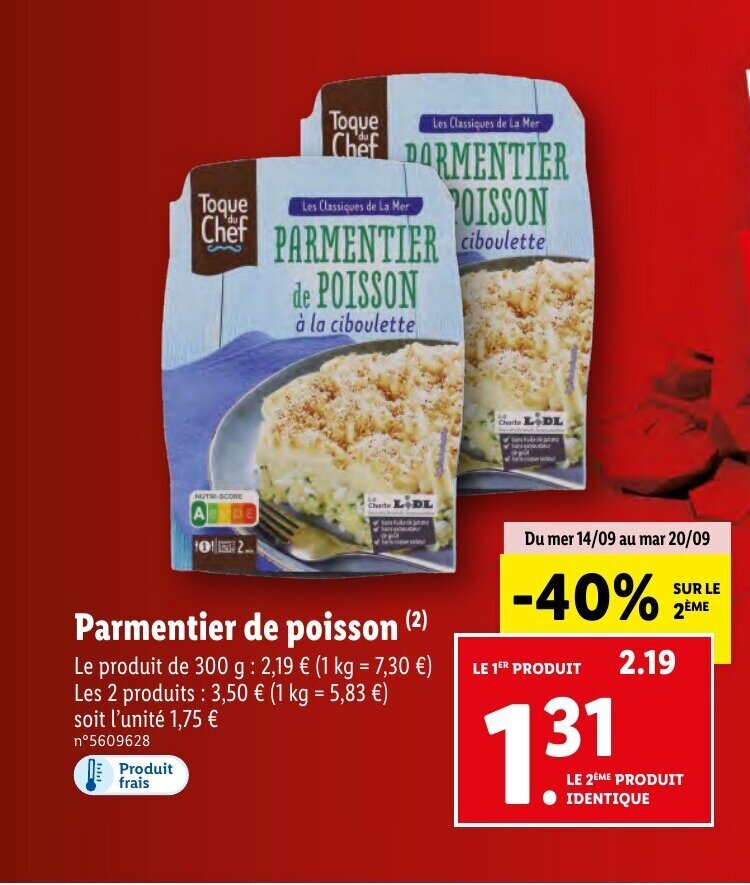 Promo Parmenteir de poisson chez Lidl