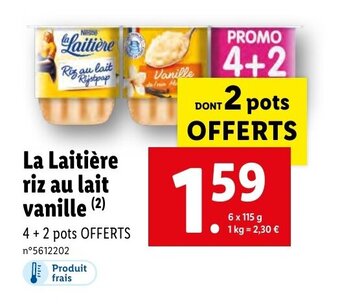 Lidl La laitière riz au lait vanille offre
