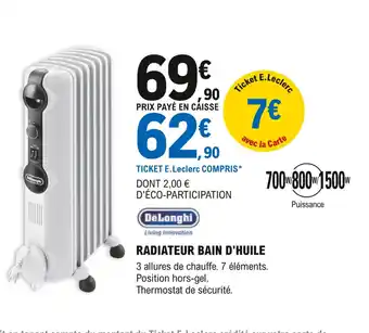 E.Leclerc Brico Radiateur Bain d'Huile offre