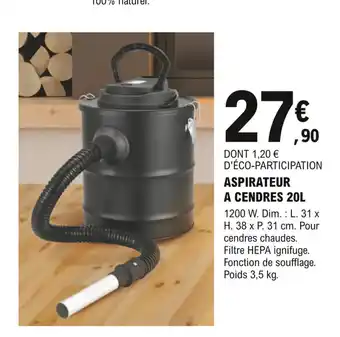 E.Leclerc Brico Aspirateur a Cendres 20L offre