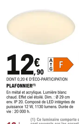 E.Leclerc Brico Plafonnier offre