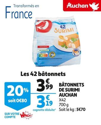 Auchan Auchan bâtonnets de surimi offre