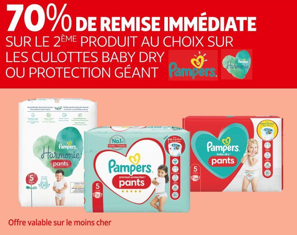 Promo Pampers bon plan sur les culottes baby dry ou protection géant de