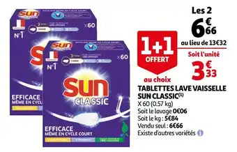 Auchan Sun tablettes lave vaisselle classic offre
