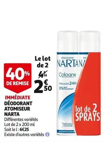 Auchan Narta déodorant atomiseur offre