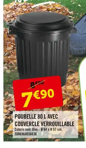 E.Leclerc Poubelle 80 L Avec Couvercle Verrouillable offre
