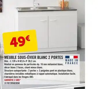 E.Leclerc Meuble Sous-évier blanc 2 portes offre