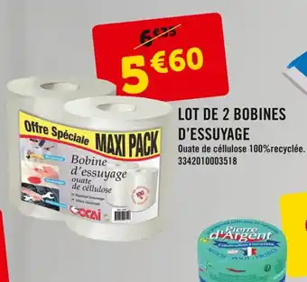 E.Leclerc Lot De 2 Bobines D'Essuyage offre