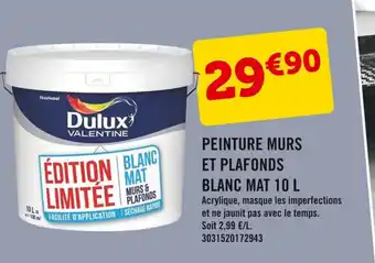 E.Leclerc Peinture Murs Et Plafonds Blan Mat 10 L offre
