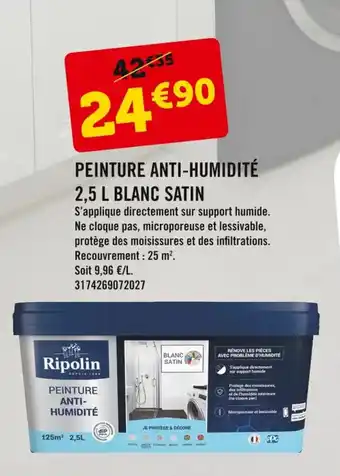 E.Leclerc Peinture Anti-Humidité 2,5 L Blanc Satin offre