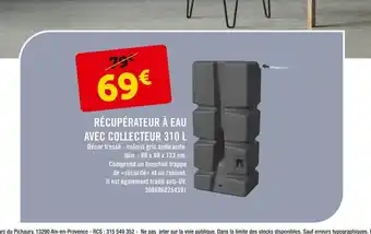 Récupérateur A Eau Avec Collecteur 310 L