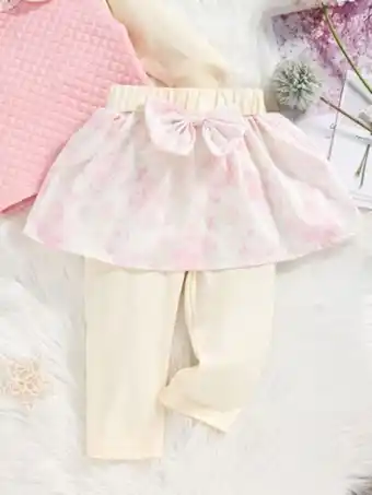 SheIn Bébé pantalon à imprimé floral à nœud papillon 2 en 1 offre
