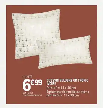 E.Leclerc Coussin Velours Or Tropic Ivoire offre