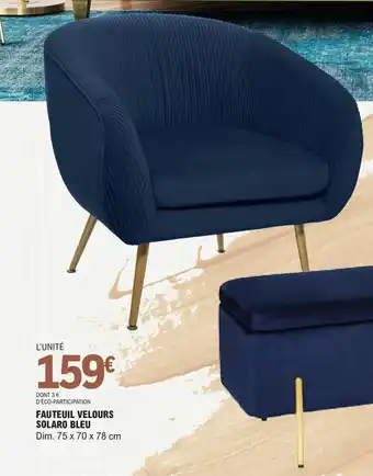 E.Leclerc Fauteuile Velours Solaro Bleu offre