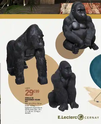 E.Leclerc Gorille En Mouvement Résine H37 offre