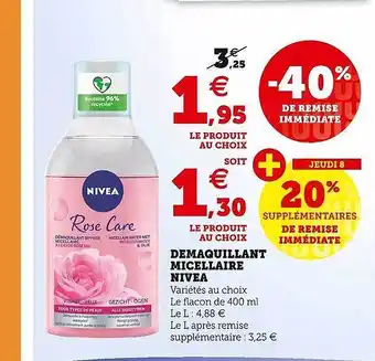 Hyper U Démaquillant micellaire nivea offre