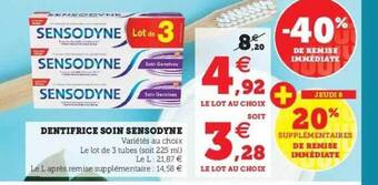 Super U Dentifrice soin sensodyne offre