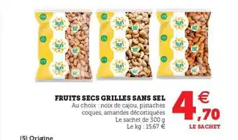 U Express Fruits secs grillés sans sel offre