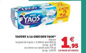 U Express Yaourt à la grecque yaos offre