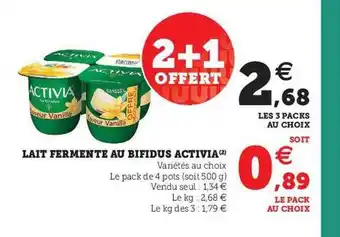 U Express Lait fermenté au bifidus activia offre