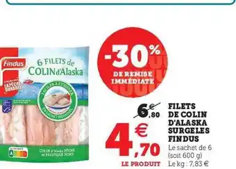 U Express Filets de colin d'alaska surgelés findus offre