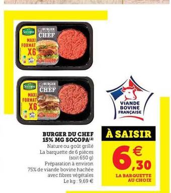U Express Burger du chef 15% mg socopa offre