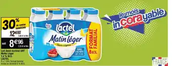 Cora x Carrefour LACTEL lait demi-écrémé UHT matin léger 1,2% M.G, offre