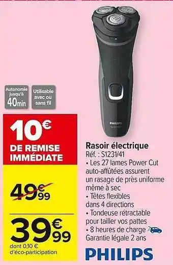 Carrefour Market Rasoir électrique philips offre