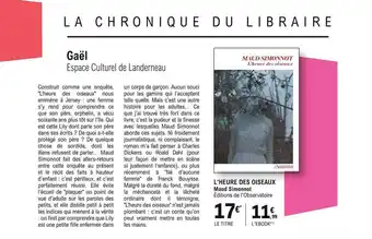 E.Leclerc L'heure des oiseaux maud simonnot éditions de l'observatoire offre