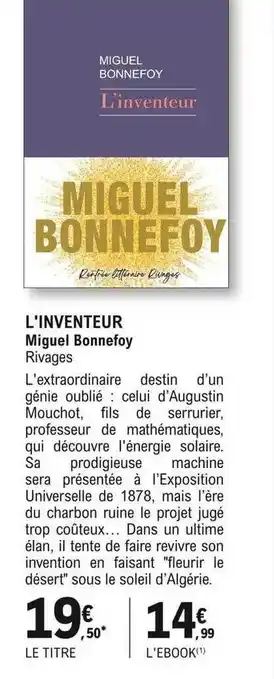 L'inventeur miguel bonnefoy rivages